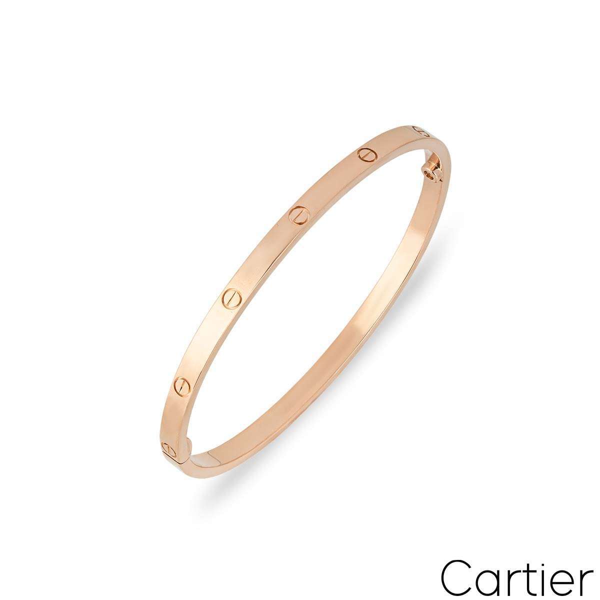 Cartier Rose Gold Plain SM Love Bracelet Size 15 B6047315